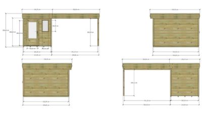 ABRI DE JARDIN bois Pin autoclave 27mm - 5,64x3,44m / 19,4m2 - Bac acier - Plancher bois