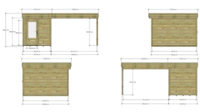 ABRI DE JARDIN bois Pin autoclave 27mm - 5,64x3,44m / 19,4m2 - Bac acier - Plancher bois