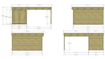 ABRI DE JARDIN bois Pin autoclave 27mm - 5,64x4,34m / 24,5m2 - Bac acier - Plancher bois