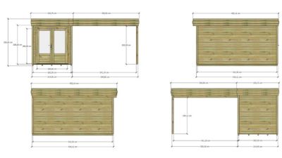 ABRI DE JARDIN bois Pin autoclave 27mm - 5,64x4,34m / 24,5m2 - Bac acier - Plancher bois