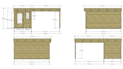 ABRI DE JARDIN bois Pin autoclave 27mm - 5,64x4,34m / 24,5m2 - Bac acier - Plancher bois