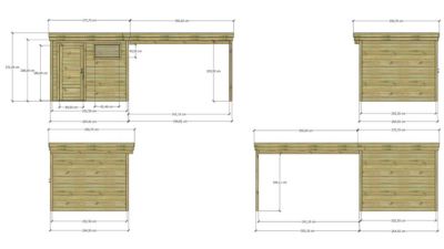 ABRI DE JARDIN bois Pin autoclave 27mm - 6,14x2,64m / 16,2m2 - Bac acier - Abri Français