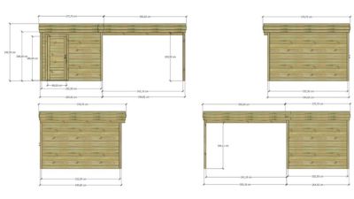 ABRI DE JARDIN bois Pin autoclave 27mm - 6,14x3,44m / 21,1m2 - Bac acier - Abri Français