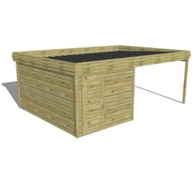 ABRI DE JARDIN bois Pin autoclave 27mm - 6,14x4,34m / 26,7m2 - Bac acier - Abri Français