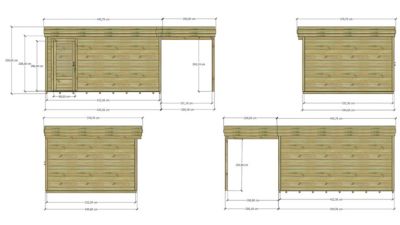 ABRI DE JARDIN bois Pin autoclave 27mm - 6,34x3,44m / 21,8m2 - Bac acier - Plancher bois