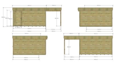 ABRI DE JARDIN bois Pin autoclave 27mm - 6,34x4,34m / 27,5m2 - Bac acier - Plancher bois