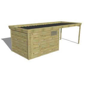 ABRI DE JARDIN bois Pin autoclave 27mm - 6,94x2,64m / 18,3m2 - Bac acier - Abri Français