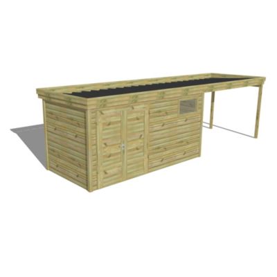 ABRI DE JARDIN bois Pin autoclave 27mm - 7,84x2,14m / 16,8m2 - Bac acier - Abri Français