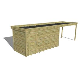 ABRI DE JARDIN bois Pin autoclave 27mm - 7,84x2,14m / 16,8m2 - Bac acier - Plancher bois