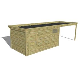 ABRI DE JARDIN bois Pin autoclave 27mm - 7,84x2,64m / 20,7m2 - Bac acier - Abri Français