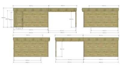 ABRI DE JARDIN bois Pin autoclave 27mm - 7,84x4,34m / 34m2 - Bac acier - Abri Français