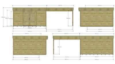 ABRI DE JARDIN bois Pin autoclave 27mm - 7,84x4,34m / 34m2 - Bac acier - Plancher bois