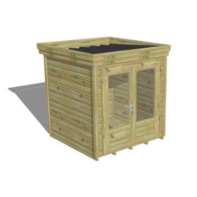 ABRI DE JARDIN bois Pin traité autoclave 27mm - 2,14x2,14m / 4,6m2 - Bac acier - Plancher bois