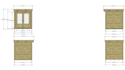 ABRI DE JARDIN bois Pin traité autoclave 27mm - 2,14x2,14m / 4,6m2 - Bac acier - Plancher bois