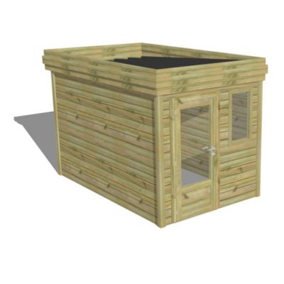 ABRI DE JARDIN bois Pin traité autoclave 27mm - 2,14x3,44m / 7,4m2 - Bac acier - Abri Français