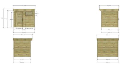 ABRI DE JARDIN bois Pin traité autoclave 27mm - 2,64x2,14m / 5,7m2 - Bac acier - Abri Français