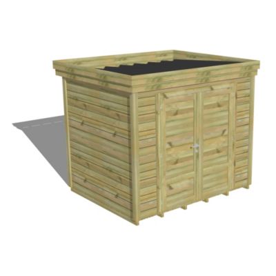 ABRI DE JARDIN bois Pin traité autoclave 27mm - 2,64x2,14m / 5,7m2 - Bac acier - Plancher bois