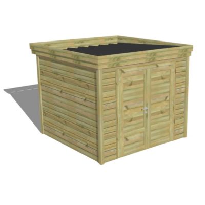 ABRI DE JARDIN bois Pin traité autoclave 27mm - 2,64x2,64m / 7m2 - Bac acier - Abri Français