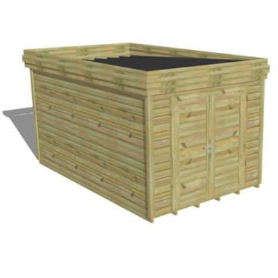 ABRI DE JARDIN bois Pin traité autoclave 27mm - 2,64x4,34m / 11,5m2 - Bac acier - Plancher bois
