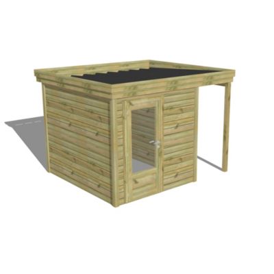 ABRI DE JARDIN bois Pin traité autoclave 27mm - 3,14x2,64m / 8,3m2 - Bac acier - Abri Français