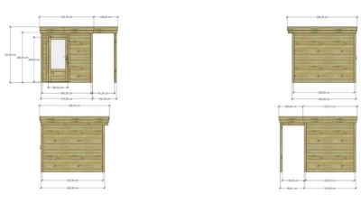 ABRI DE JARDIN bois Pin traité autoclave 27mm - 3,14x2,64m / 8,3m2 - Bac acier - Abri Français