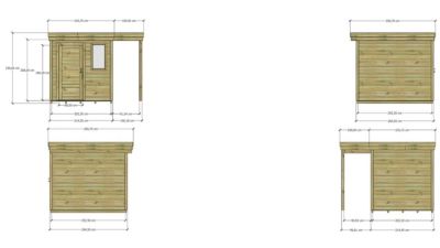 ABRI DE JARDIN bois Pin traité autoclave 27mm - 3,14x2,64m / 8,3m2 - Bac acier - Plancher bois