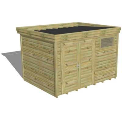 ABRI DE JARDIN bois Pin traité autoclave 27mm - 3,44x2,64m / 9,1m2 - Bac acier - Plancher bois