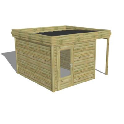 ABRI DE JARDIN bois Pin traité autoclave 27mm - 3,64x3,44m / 12,5m2 ...