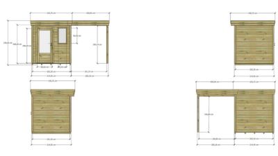ABRI DE JARDIN bois Pin traité autoclave 27mm - 4,14x2,14m / 8,9m2 - Bac acier - Plancher bois