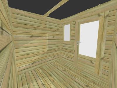 ABRI DE JARDIN bois Pin traité autoclave 27mm - 4,14x2,14m / 8,9m2 - Bac acier - Plancher bois