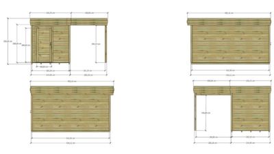 ABRI DE JARDIN bois Pin traité autoclave 27mm - 4,14x4,34m / 18m2 - Bac acier - Plancher bois
