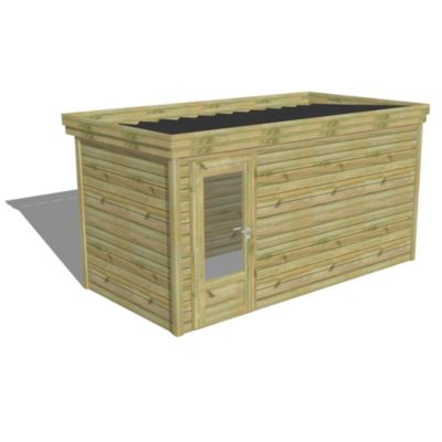 ABRI DE JARDIN bois Pin traité autoclave 27mm - 4,34x2,14m / 9,3m2 - Bac acier - Abri Français