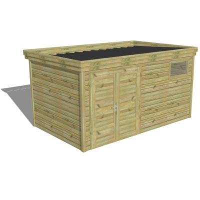 ABRI DE JARDIN bois Pin traité autoclave 27mm - 4,34x2,64m / 11m2 - Bac acier - Abri Français