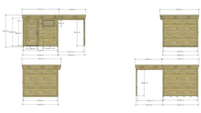 ABRI DE JARDIN bois Pin traité autoclave 27mm - 4,64x2,64m / 12,3m2 - Bac acier - Plancher bois