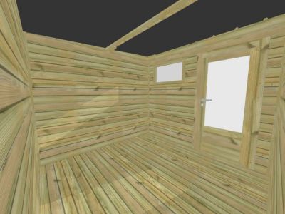 ABRI DE JARDIN bois Pin traité autoclave 27mm - 4,64x2,64m / 12,3m2 - Bac acier - Plancher bois