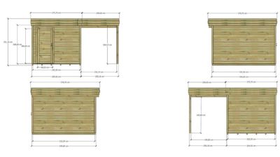 ABRI DE JARDIN bois Pin traité autoclave 27mm - 4,64x3,44m / 16m2 - Bac acier - Plancher bois