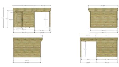 ABRI DE JARDIN bois Pin traité autoclave 27mm - 4,64x3,44m / 16m2 - Bac acier - Plancher bois