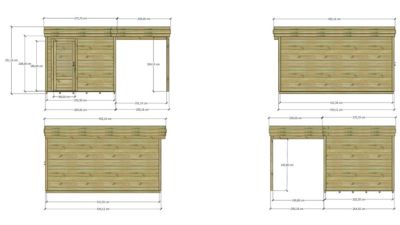 ABRI DE JARDIN bois Pin traité autoclave 27mm - 4,64x4,34m / 20,1m2 - Bac acier - Plancher bois