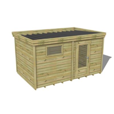 ABRI DE JARDIN bois Pin traité autoclave 27mm - 4,695x2,64m / 12,4m2 - Bac acier - Plancher bois