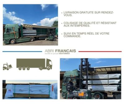 ABRI DE JARDIN bois Pin traité autoclave 27mm - 4,695x2,64m / 12,4m2 - Bac acier - Plancher bois