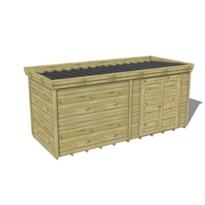 ABRI DE JARDIN bois Pin traité autoclave 27mm - 5,195x2,14m / 11,1m2 - Bac acier - Plancher bois