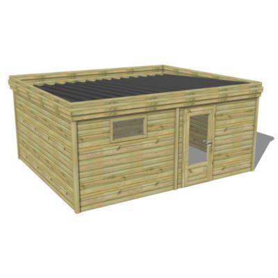 ABRI DE JARDIN bois Pin traité autoclave 27mm - 5,195x4,34m / 22,6m2 - Bac acier - Abri Français