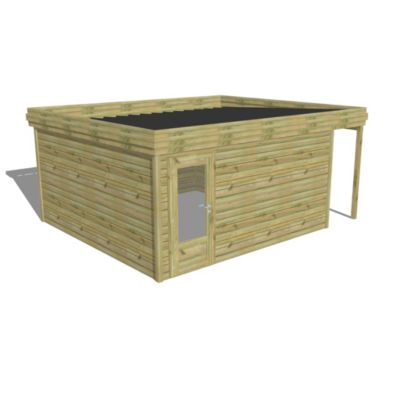 ABRI DE JARDIN bois Pin traité autoclave 27mm - 5,34x4,34m / 23,2m2 - Bac acier - Abri Français