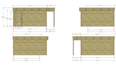 ABRI DE JARDIN bois Pin traité autoclave 27mm - 5,34x4,34m / 23,2m2 - Bac acier - Abri Français