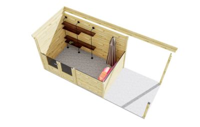 ABRI DE JARDIN bois Pin traité autoclave 27mm - 5,44x2,14m / 11,6m2 - Bac acier - Abri Français