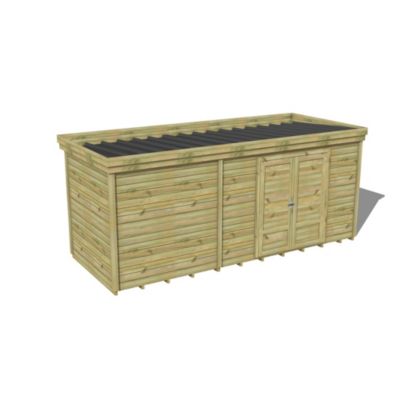 ABRI DE JARDIN bois Pin traité autoclave 27mm - 5,495x2,14m / 11,8m2 - Bac acier - Plancher bois