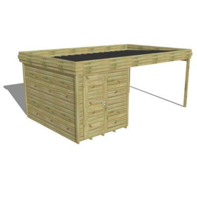 ABRI DE JARDIN bois Pin traité autoclave 27mm - 5,64x3,44m / 19,4m2 ...