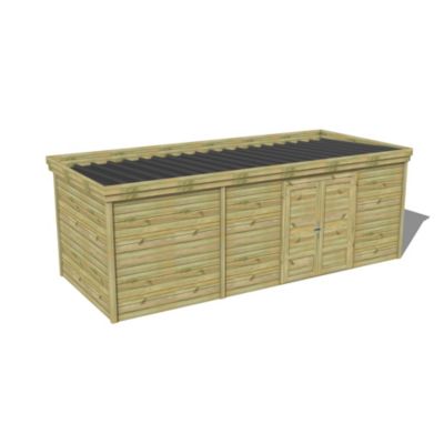 ABRI DE JARDIN bois Pin traité autoclave 27mm - 6,395x2,64m / 16,9m2 - Bac acier - Abri Français