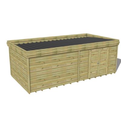 ABRI DE JARDIN bois Pin traité autoclave 27mm - 6,795x3,44m / 23,4m2 - Bac acier - Plancher bois