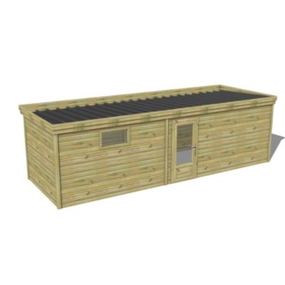 ABRI DE JARDIN bois Pin traité autoclave 27mm - 7,695x2,64m / 20,3m2 - Bac acier - Abri Français